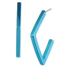 Karl Lagerfeld Paris Geo Hoop Earrings in Blue